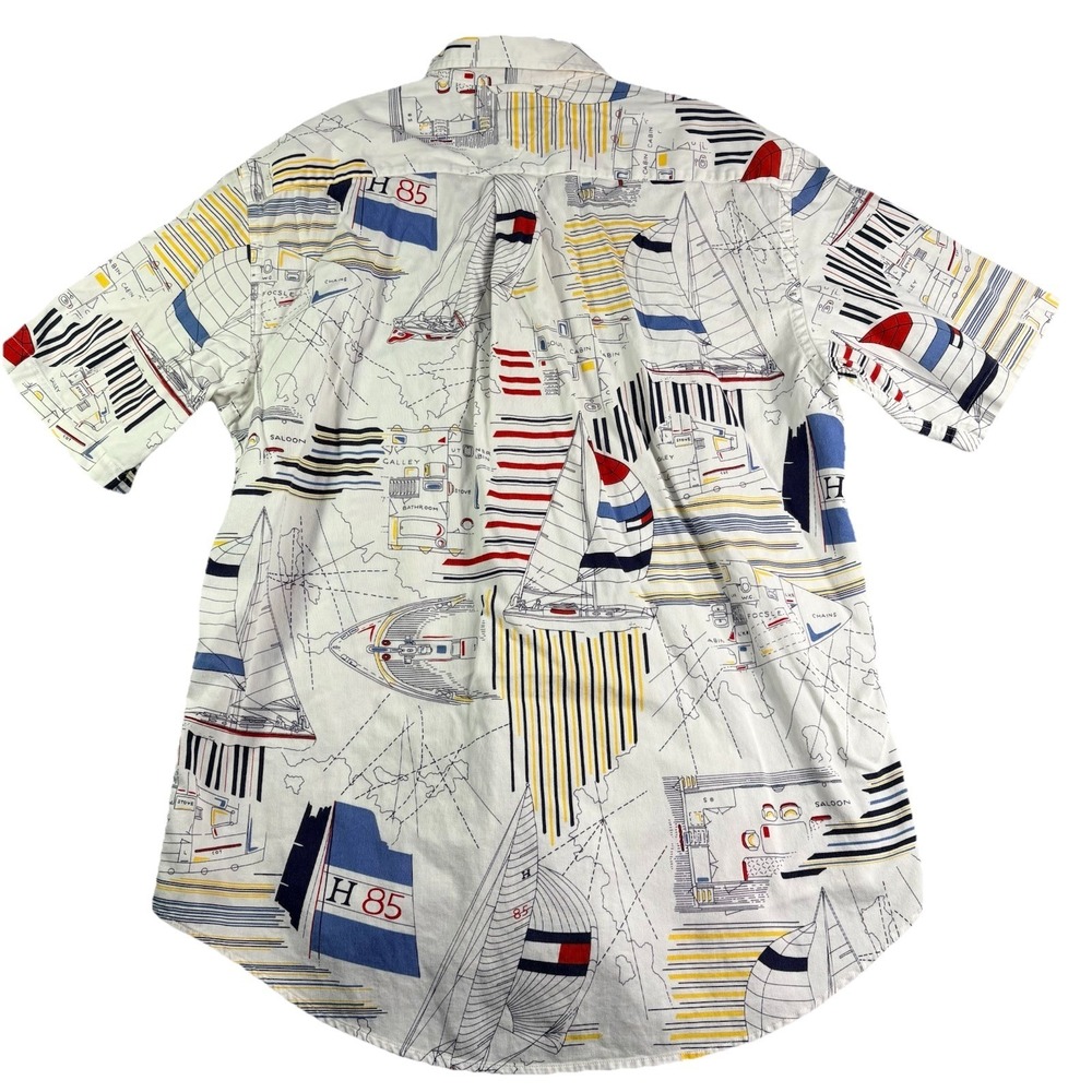 Tommy Hilfiger Shirt Men's M Sailing Button Up Nautical Boat Ocean White VGT - Picture 3 of 7